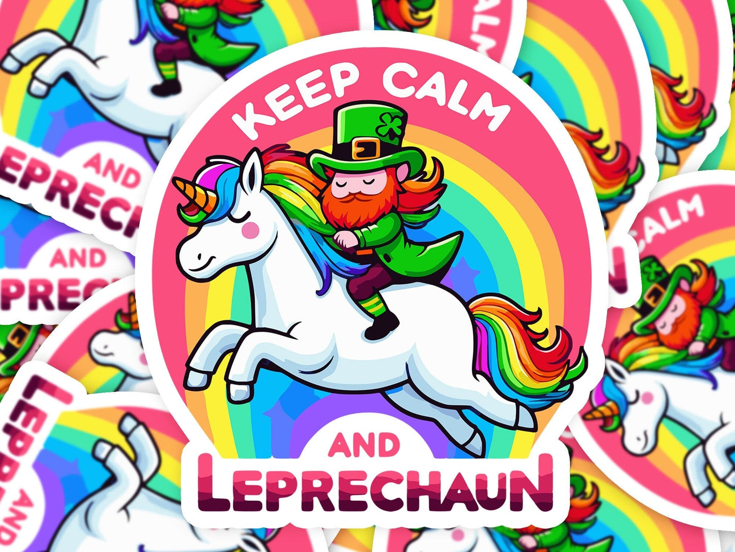 Keep Calm and Leprechaun Vinyl Sticker | Dishwasher Safe & Durable | Custom Sizes | Fast Shipping | Made in USA Fiesta Doodle waterproof vinyl sticker. dishwasher safe outdoor sticker.