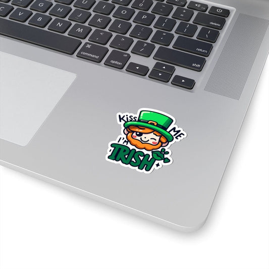 Kiss Me Im Irish Vinyl Sticker | Dishwasher Safe & Durable | Custom Sizes | Fast Shipping | Made in USA Fiesta Doodle waterproof vinyl sticker. dishwasher safe outdoor sticker.