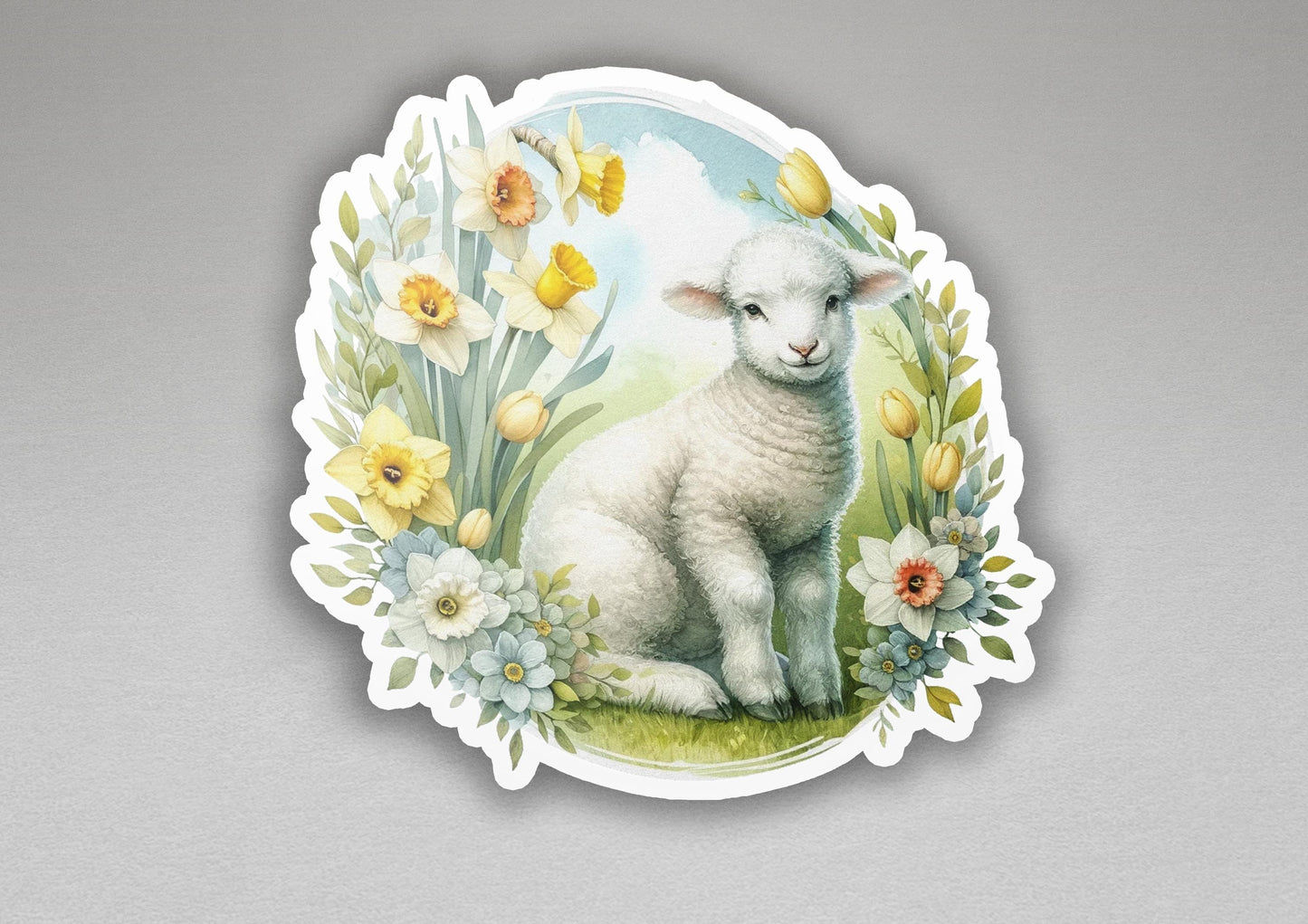 a picture of a sheep in a field of flowers