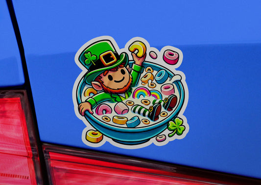 a st patrick's day sticker on the back of a car