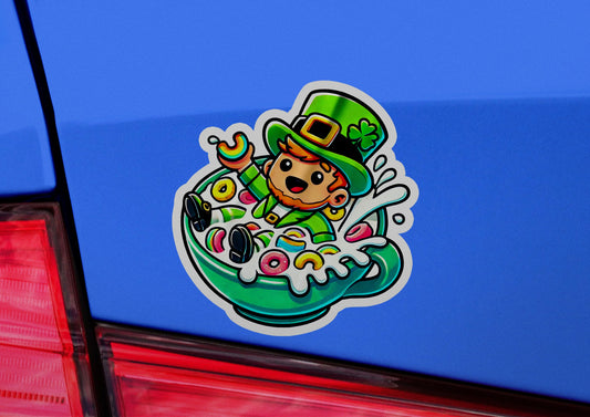 a st patrick's day sticker on the back of a car