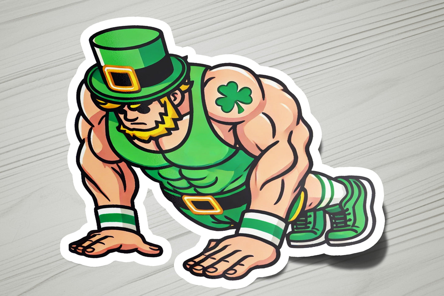 a sticker of a st patrick's day wrestler