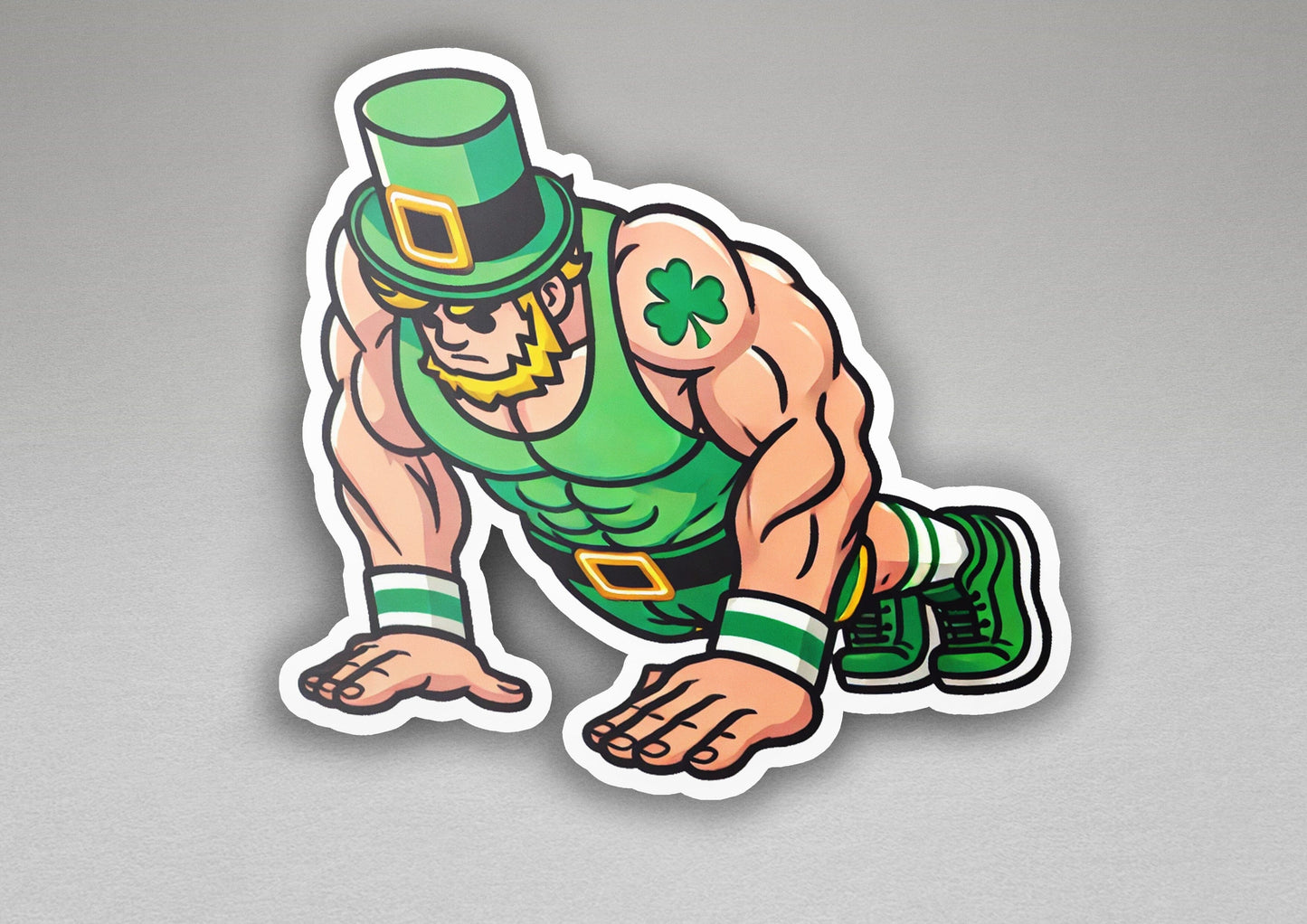 a sticker of a st patrick's day wrestler