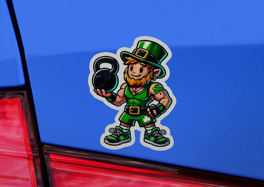 a st patrick's day lepreite sticker on the back of a