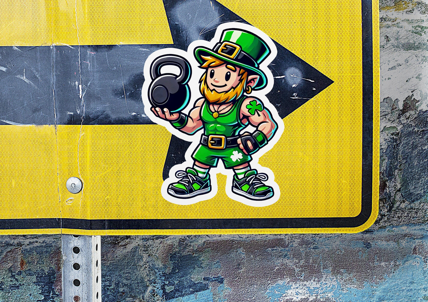 a st patrick's day sticker on a street sign