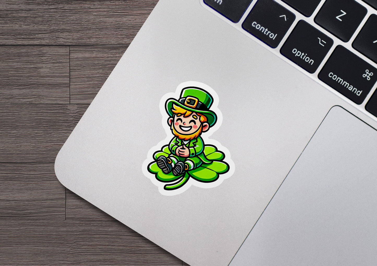 a st patrick's day sticker on a laptop