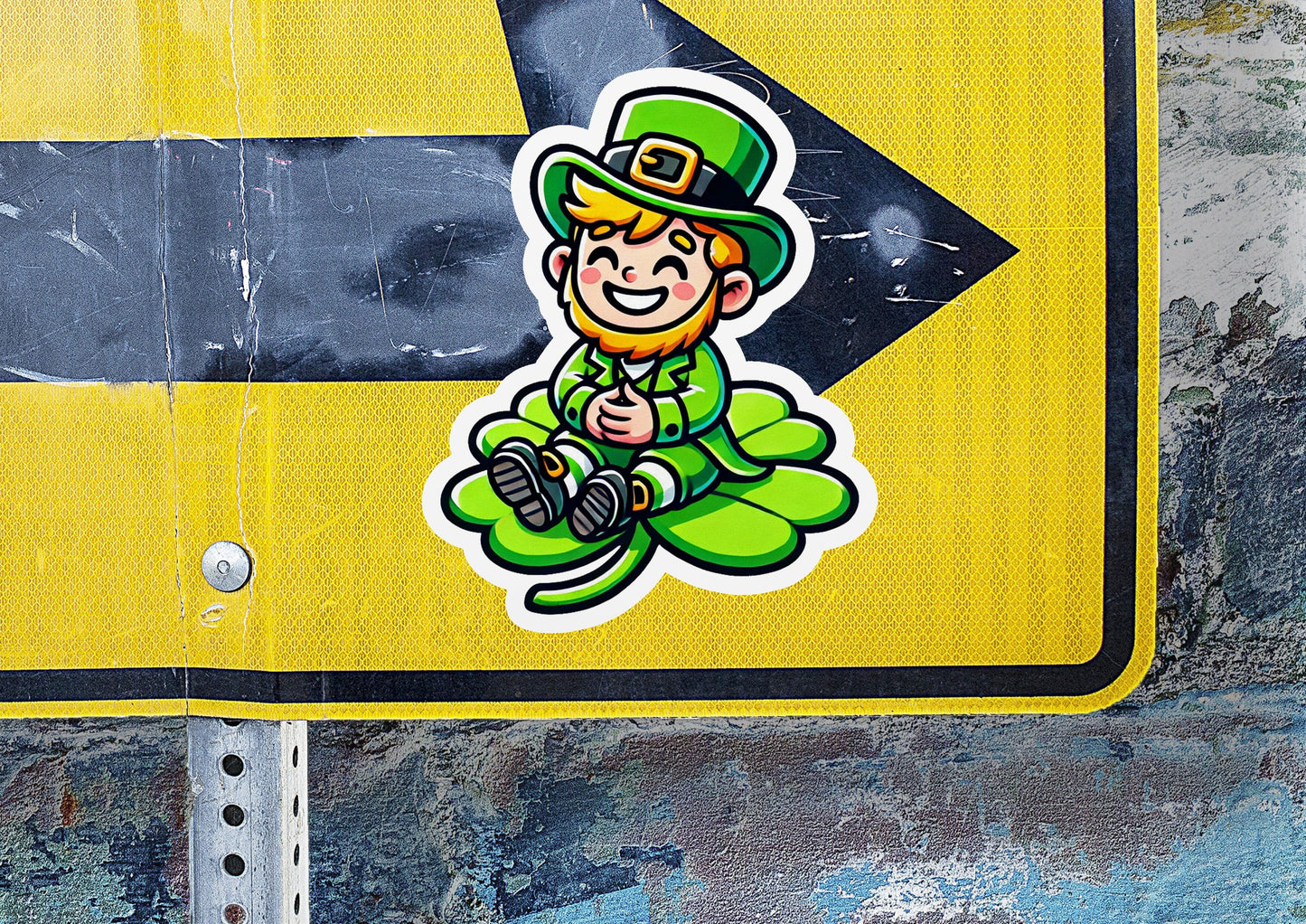 a sticker of a st patrick's day lepreite sitting on a