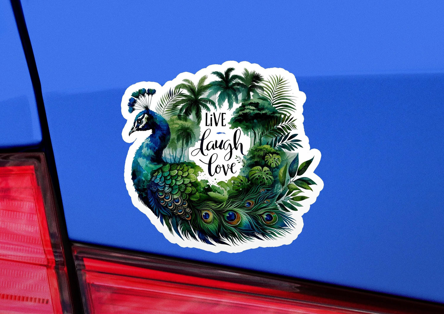 a car with a sticker that says live laugh love