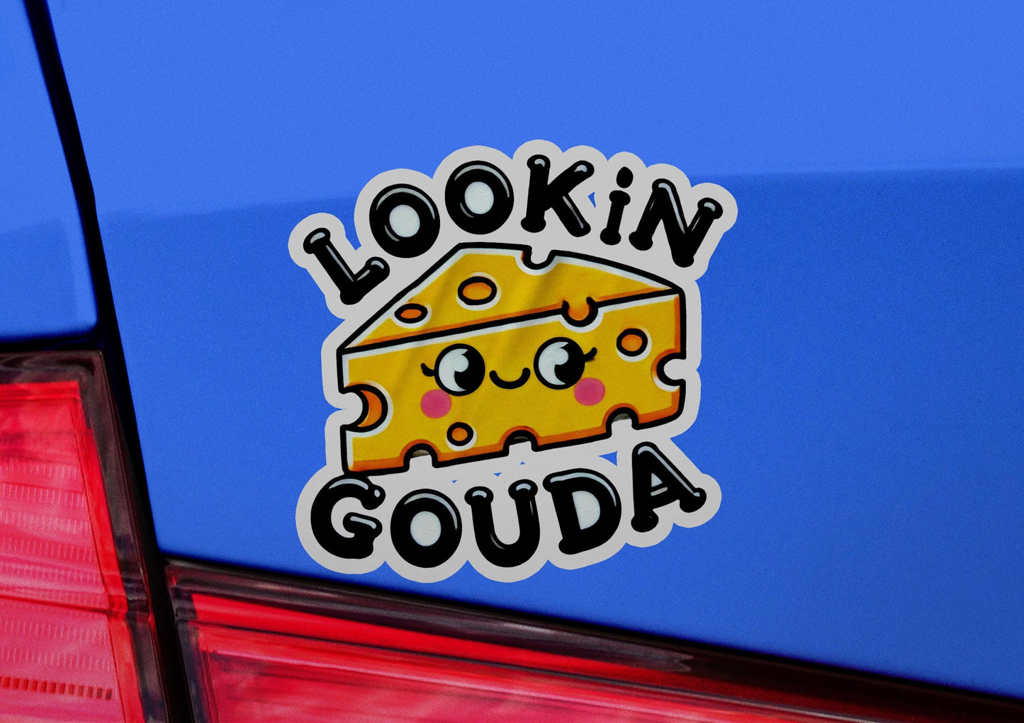 a close up of a car with a sticker on it