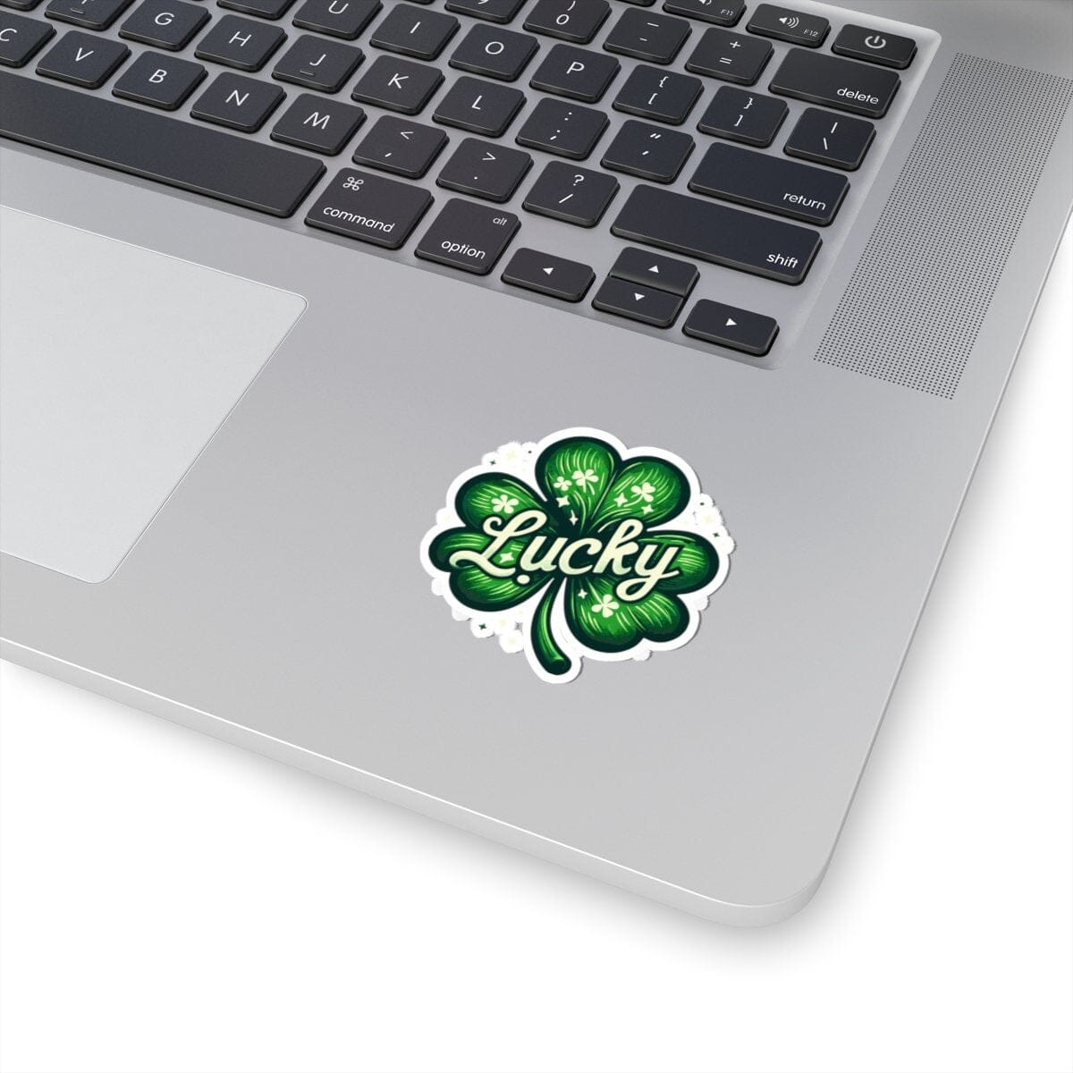 Lucky Clover White Vinyl Sticker | Dishwasher Safe & Durable | Custom Sizes | Fast Shipping | Made in USA Fiesta Doodle waterproof vinyl sticker. dishwasher safe outdoor sticker.