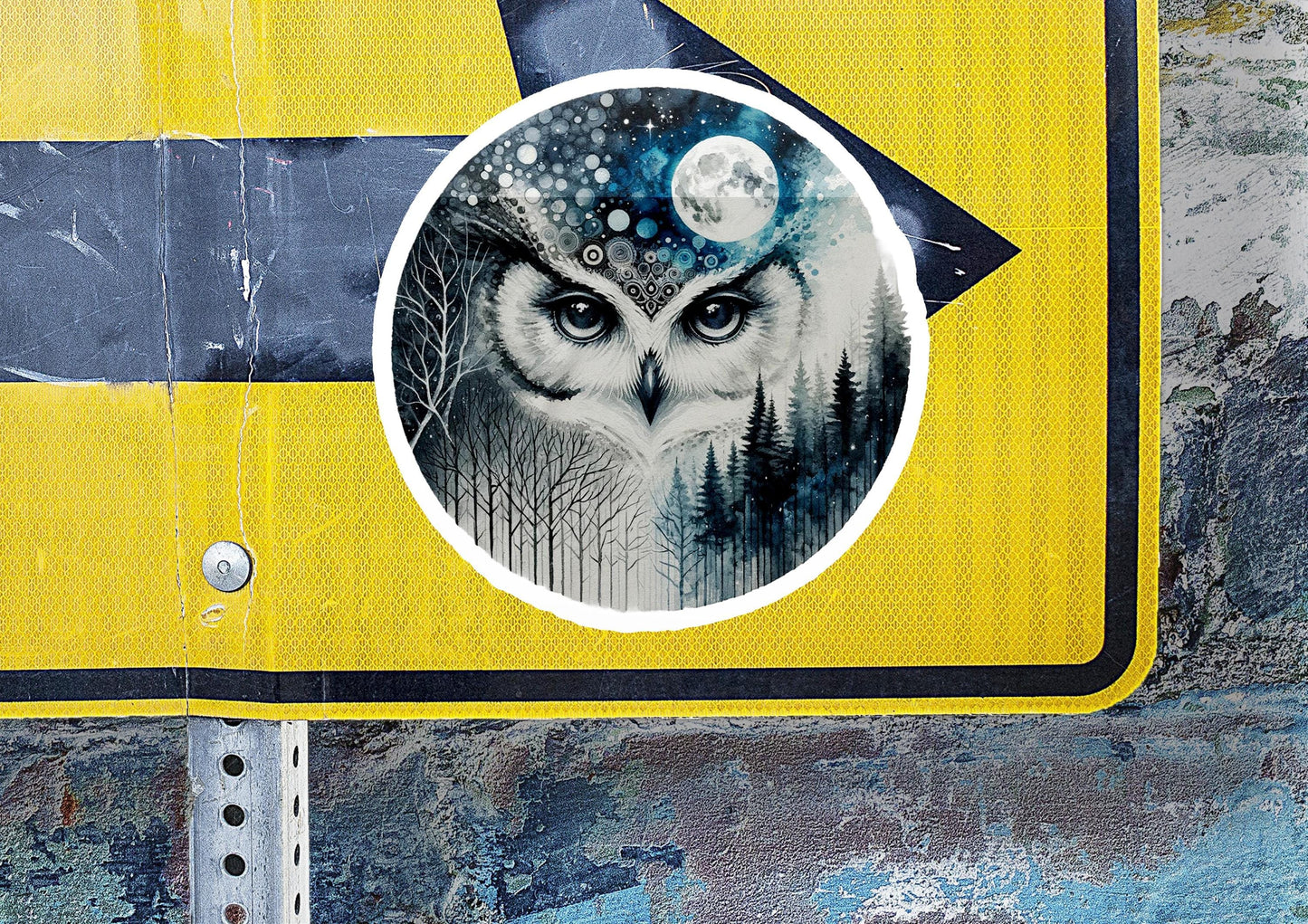 a street sign with a picture of an owl on it