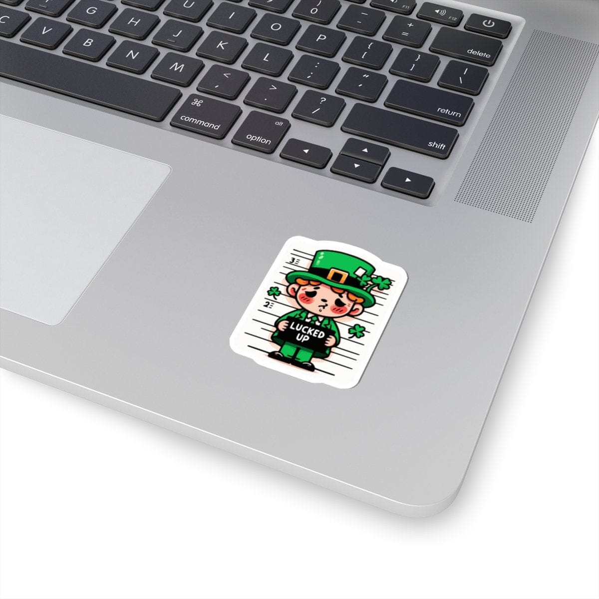 Mugshot Leprechaun Lucked Up St. Patricks Day Vinyl Sticker | Dishwasher Safe & Durable | Custom Sizes | Fast Shipping | Made in USA Fiesta Doodle waterproof vinyl sticker. dishwasher safe outdoor sticker.