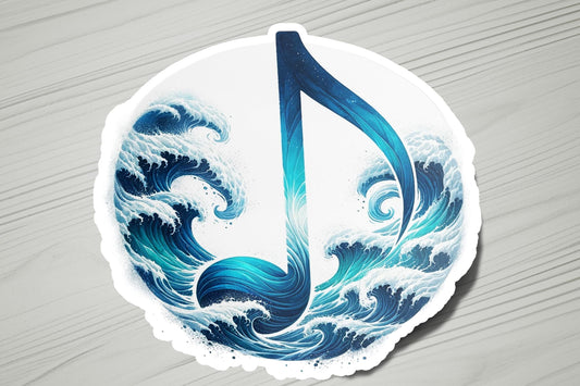 a sticker with a musical note painted on it