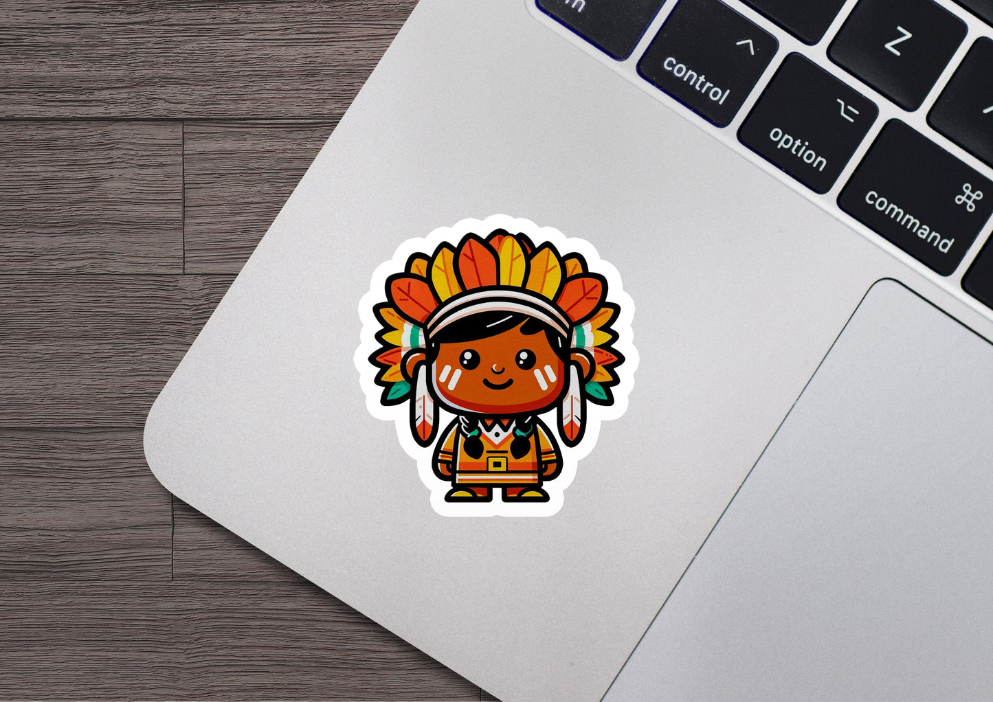 a sticker of a native american girl with a headdress