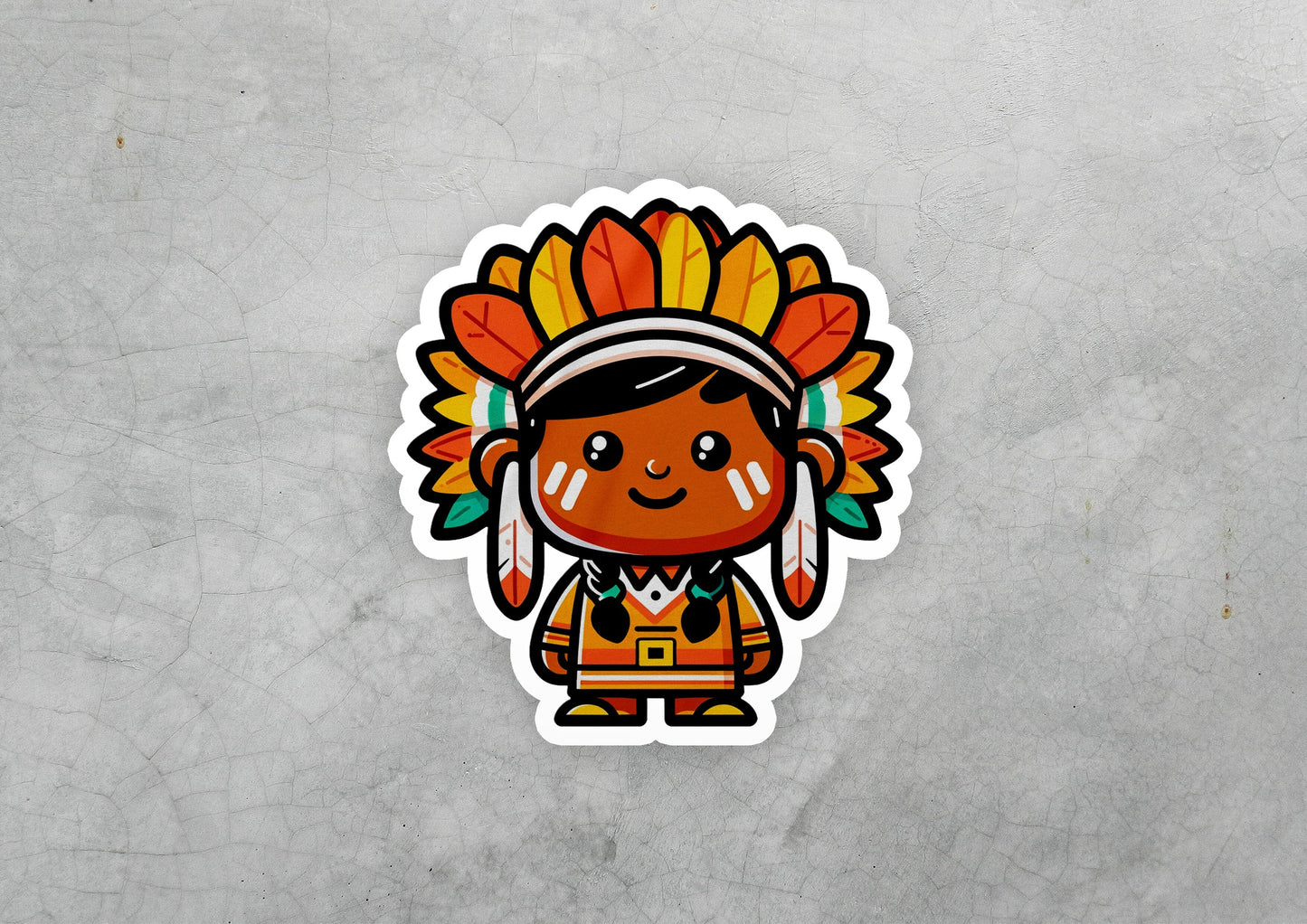 a sticker of a person wearing a headdress