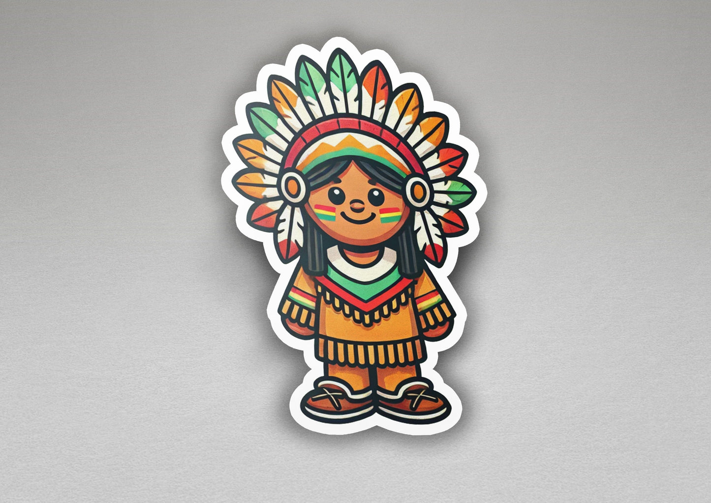 a sticker of a native american indian