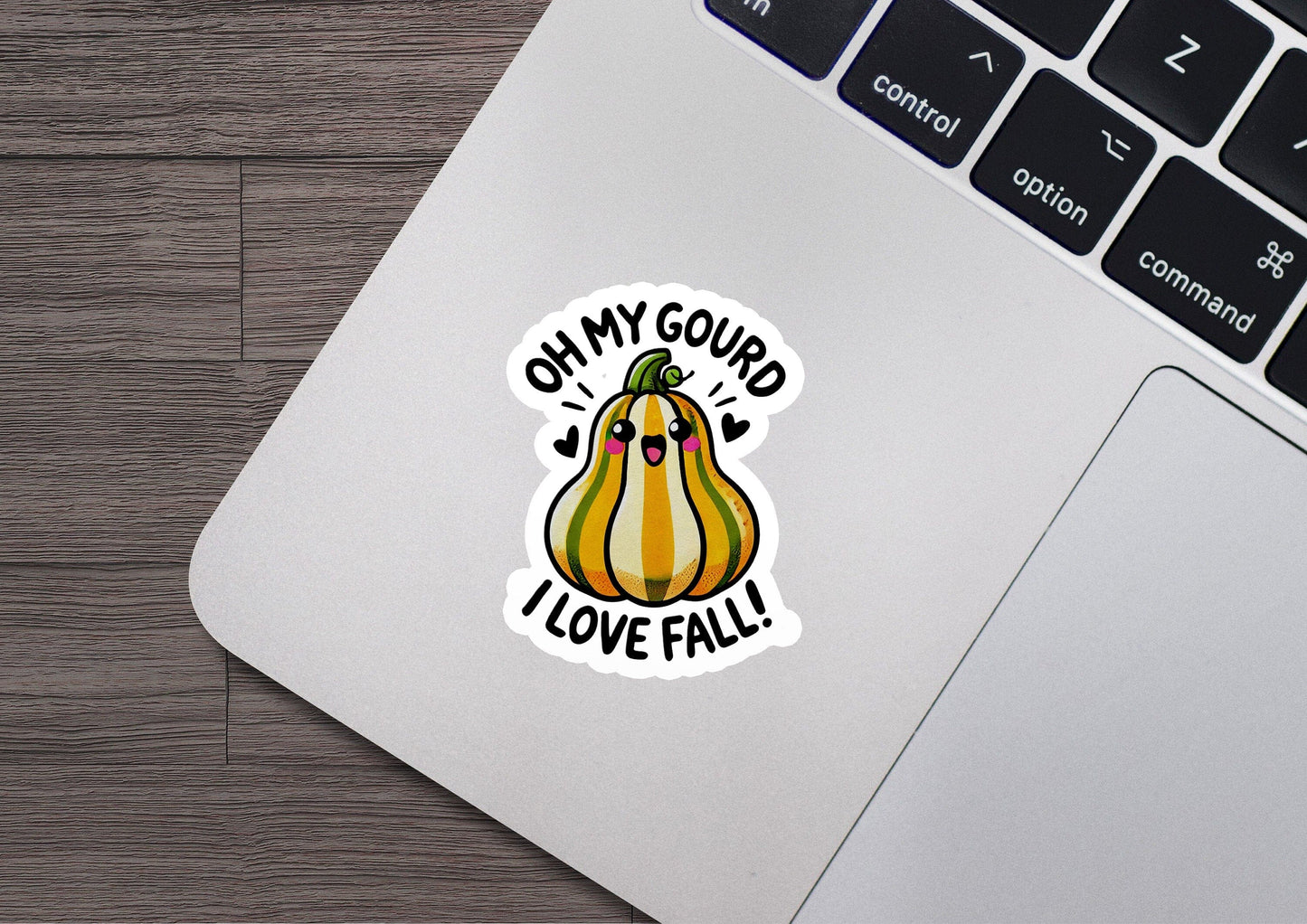 a sticker of a gourd that says, oh my gourd