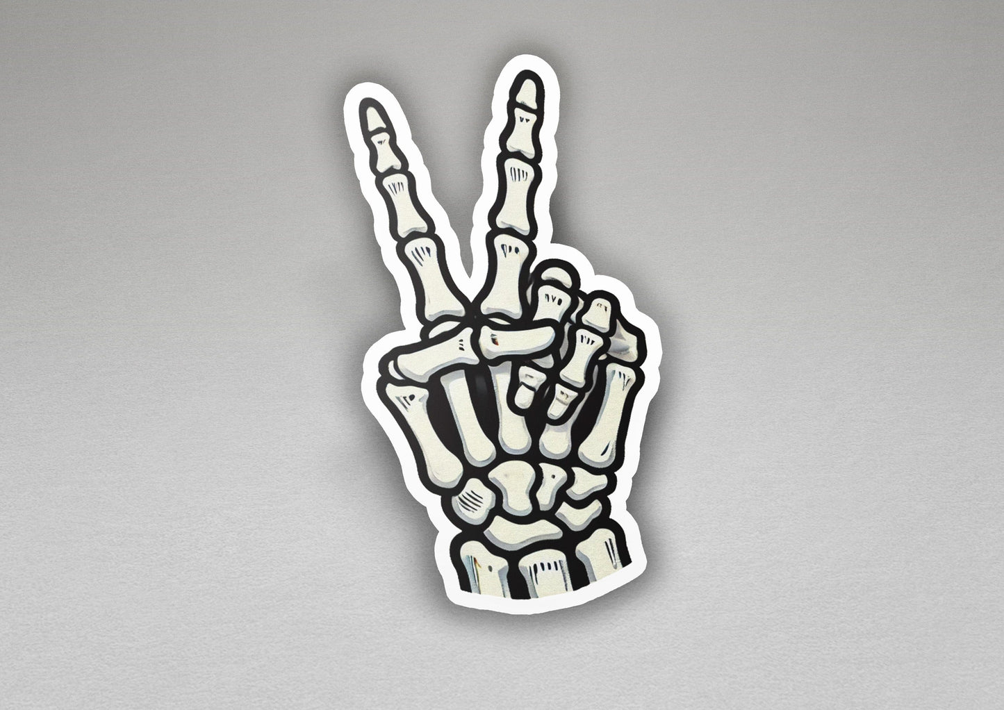 a sticker of a hand making the peace sign