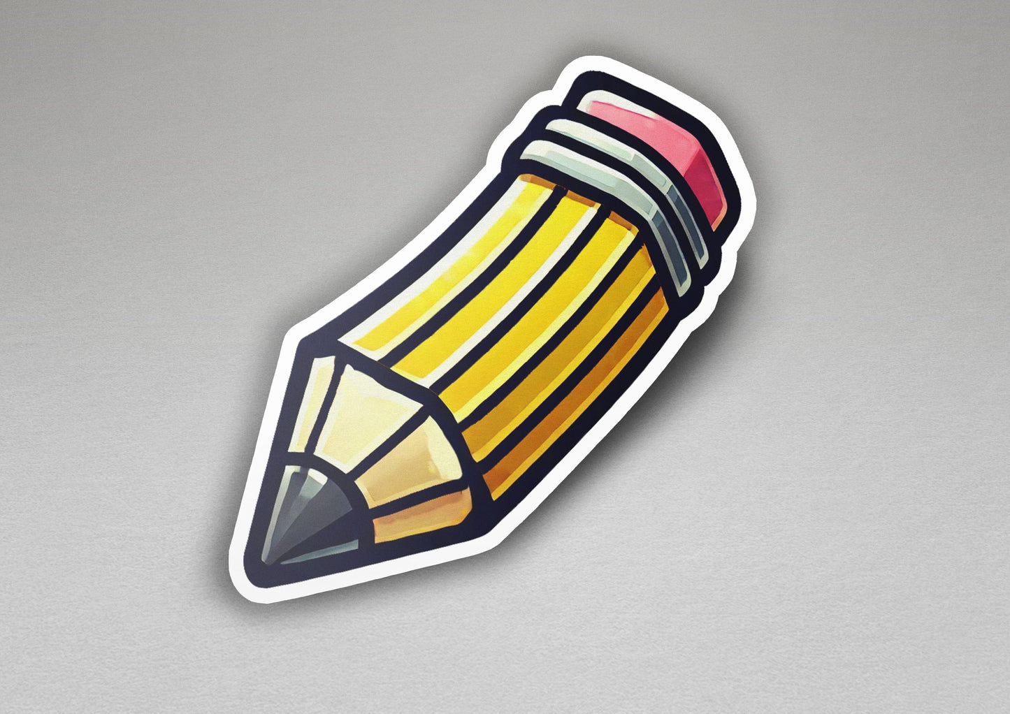 a sticker of a pencil on a gray background