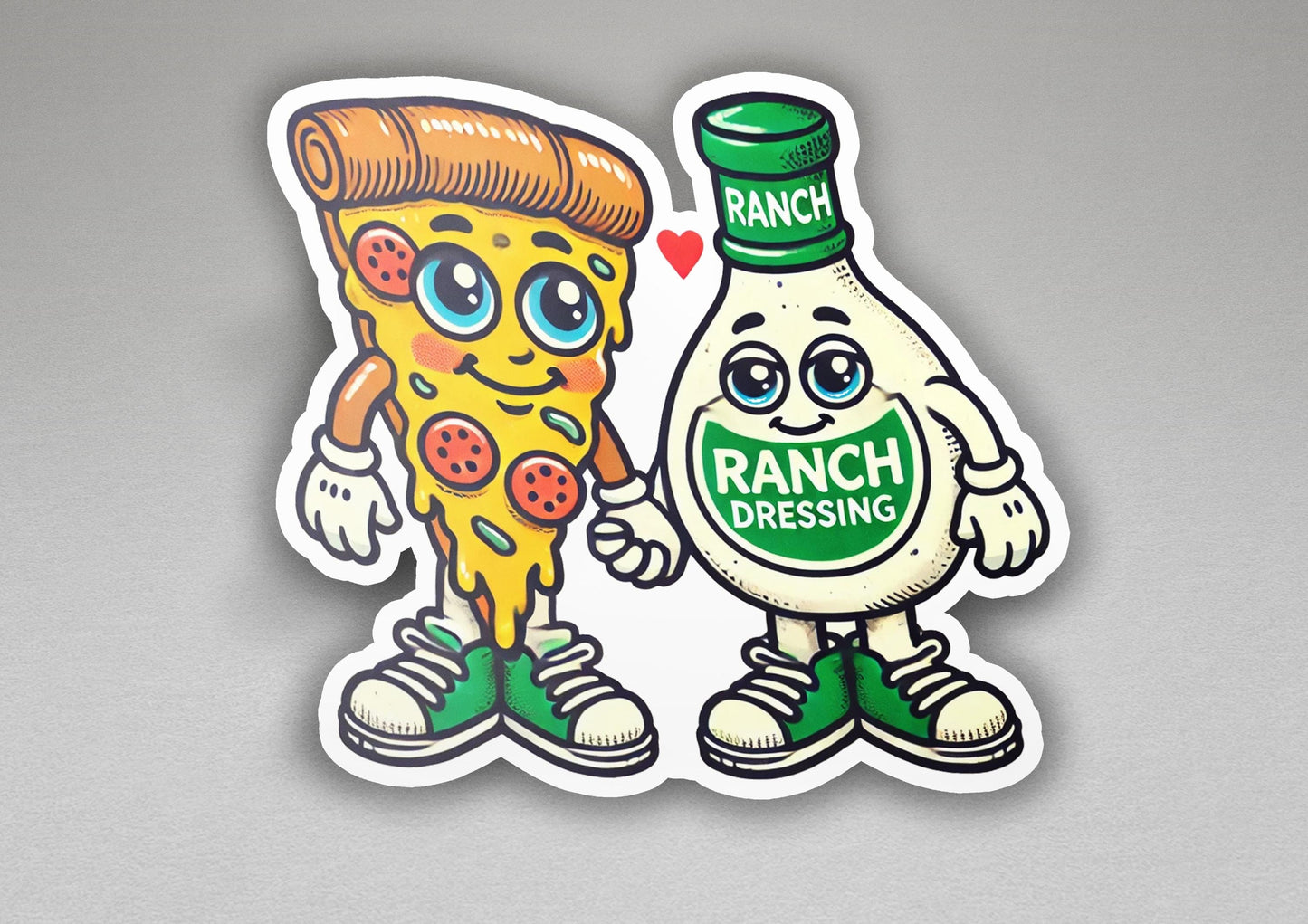 a sticker of a cartoon character holding a bottle of ranch dressing