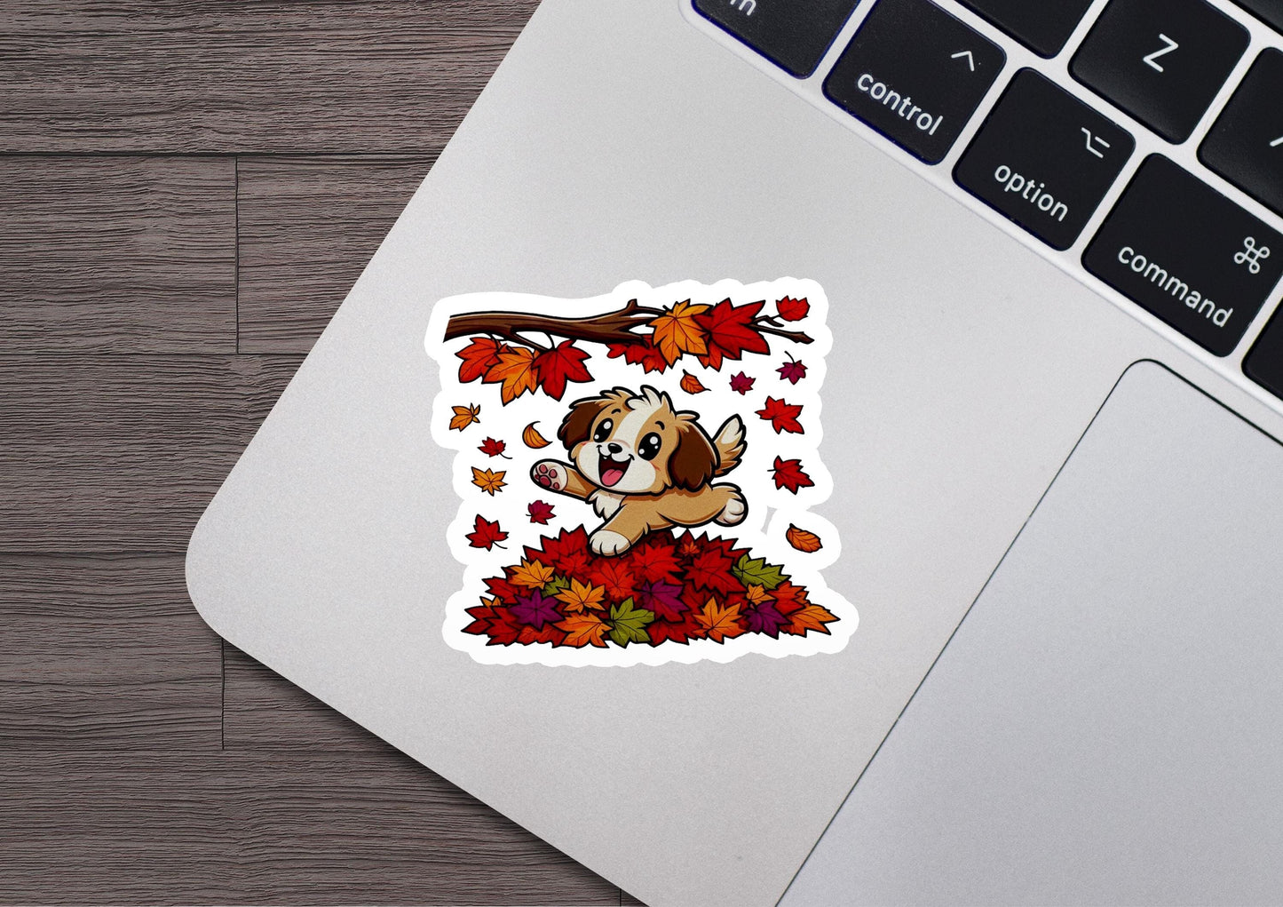 a laptop with a sticker of a dog on it