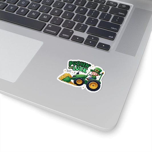 Pushin My Luck St. Patricks Day Vinyl Sticker | Dishwasher Safe & Durable | Custom Sizes | Fast Shipping | Made in USA Fiesta Doodle waterproof vinyl sticker. dishwasher safe outdoor sticker.