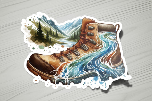 a sticker of a pair of hiking boots