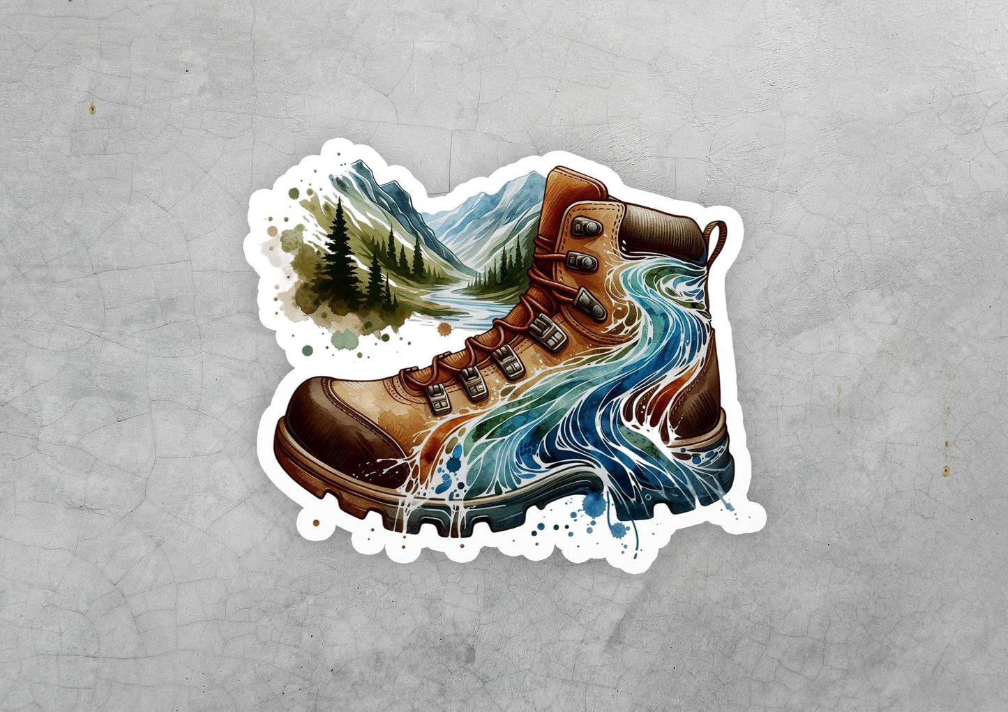 a sticker of a pair of hiking boots