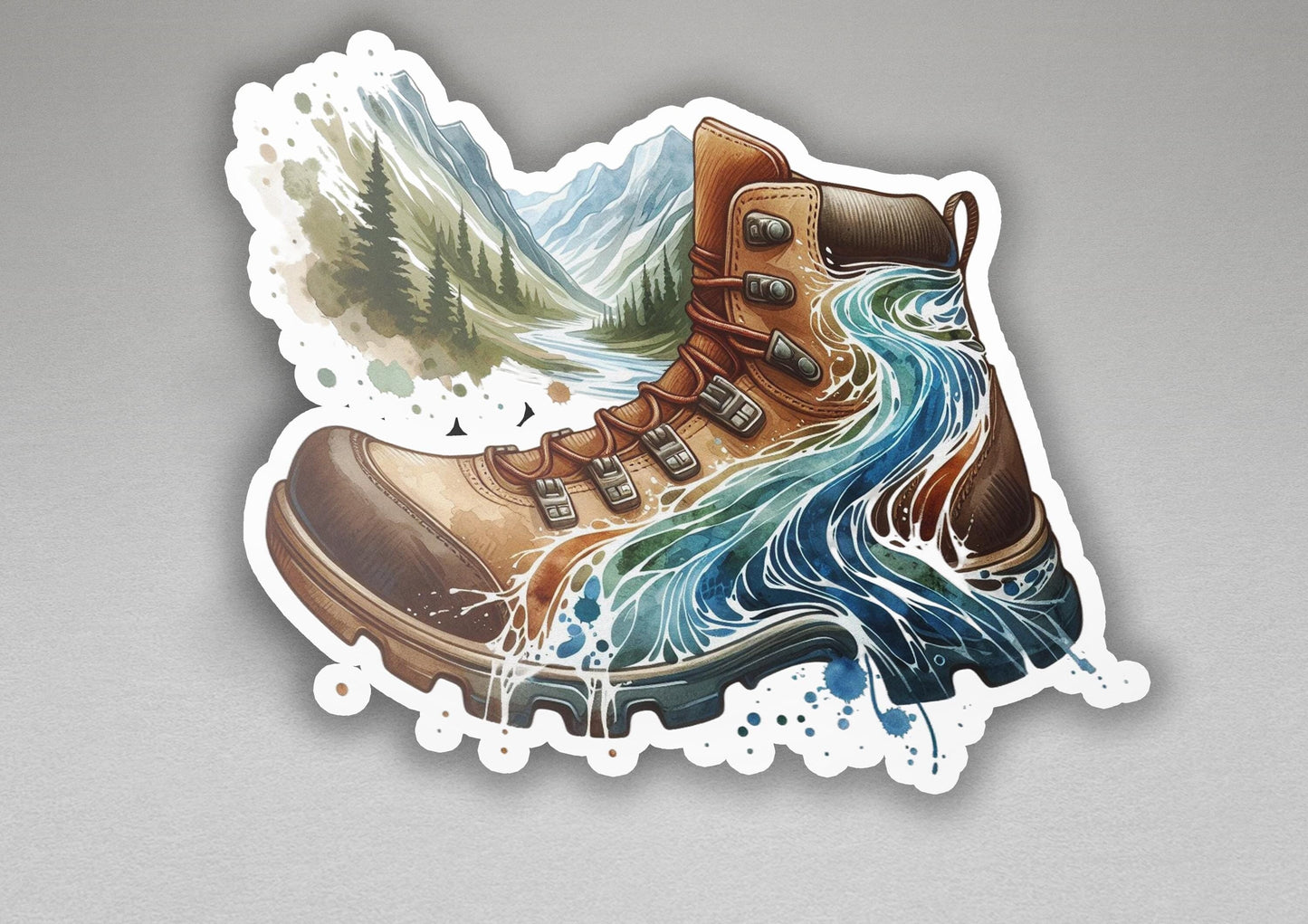 a sticker of a pair of hiking boots