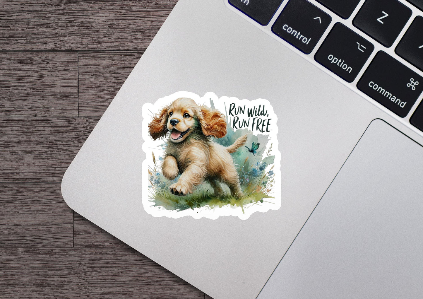 a sticker of a puppy sitting on top of a laptop