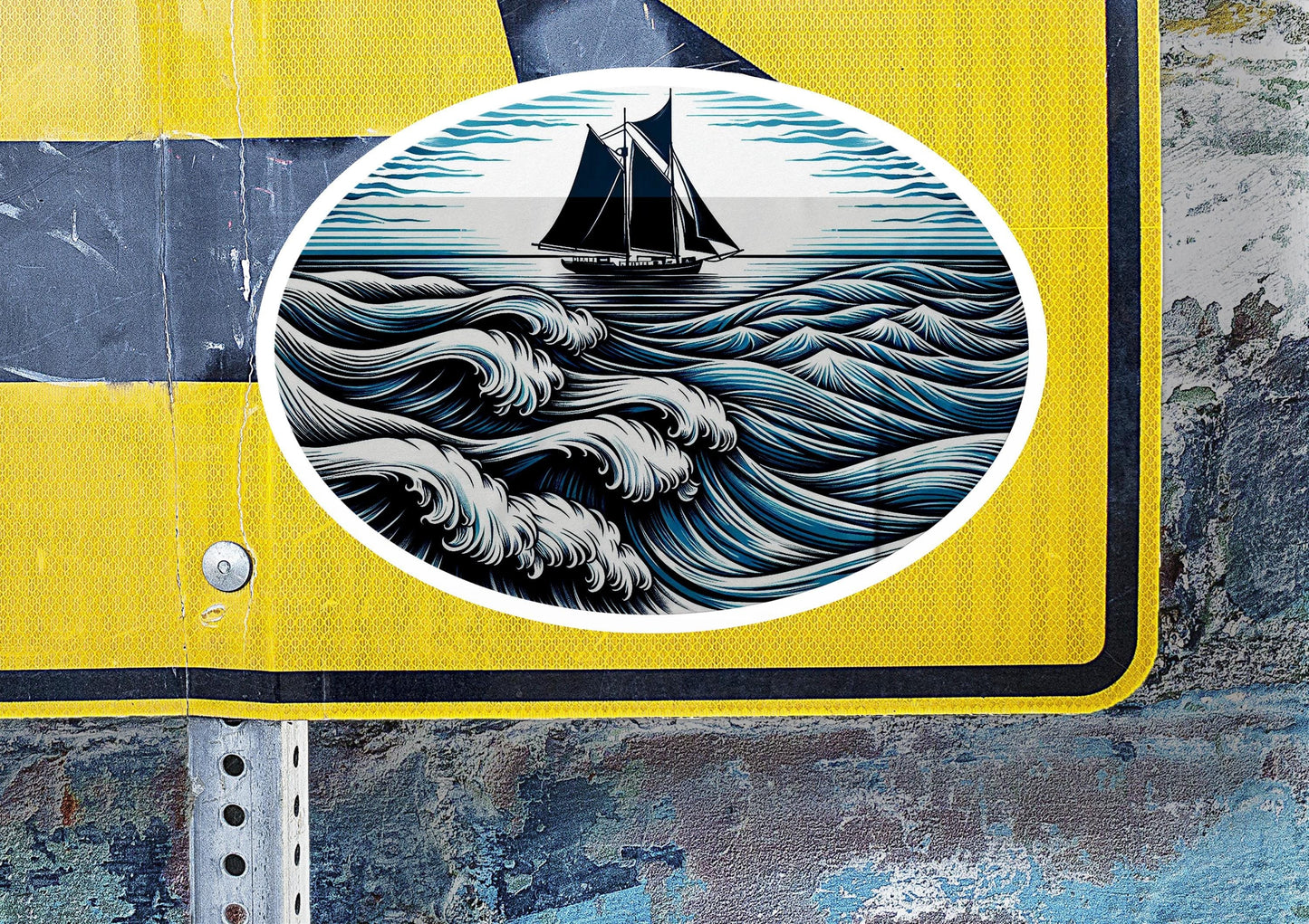 a sign with a picture of a sailboat on it