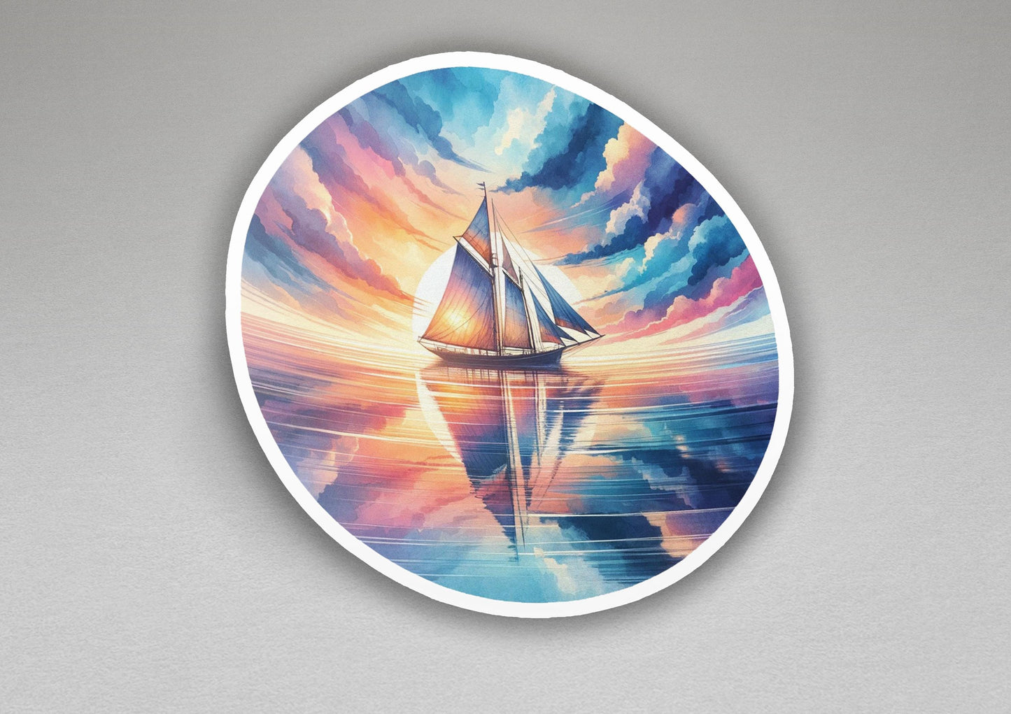 a painting of a sailboat on a body of water