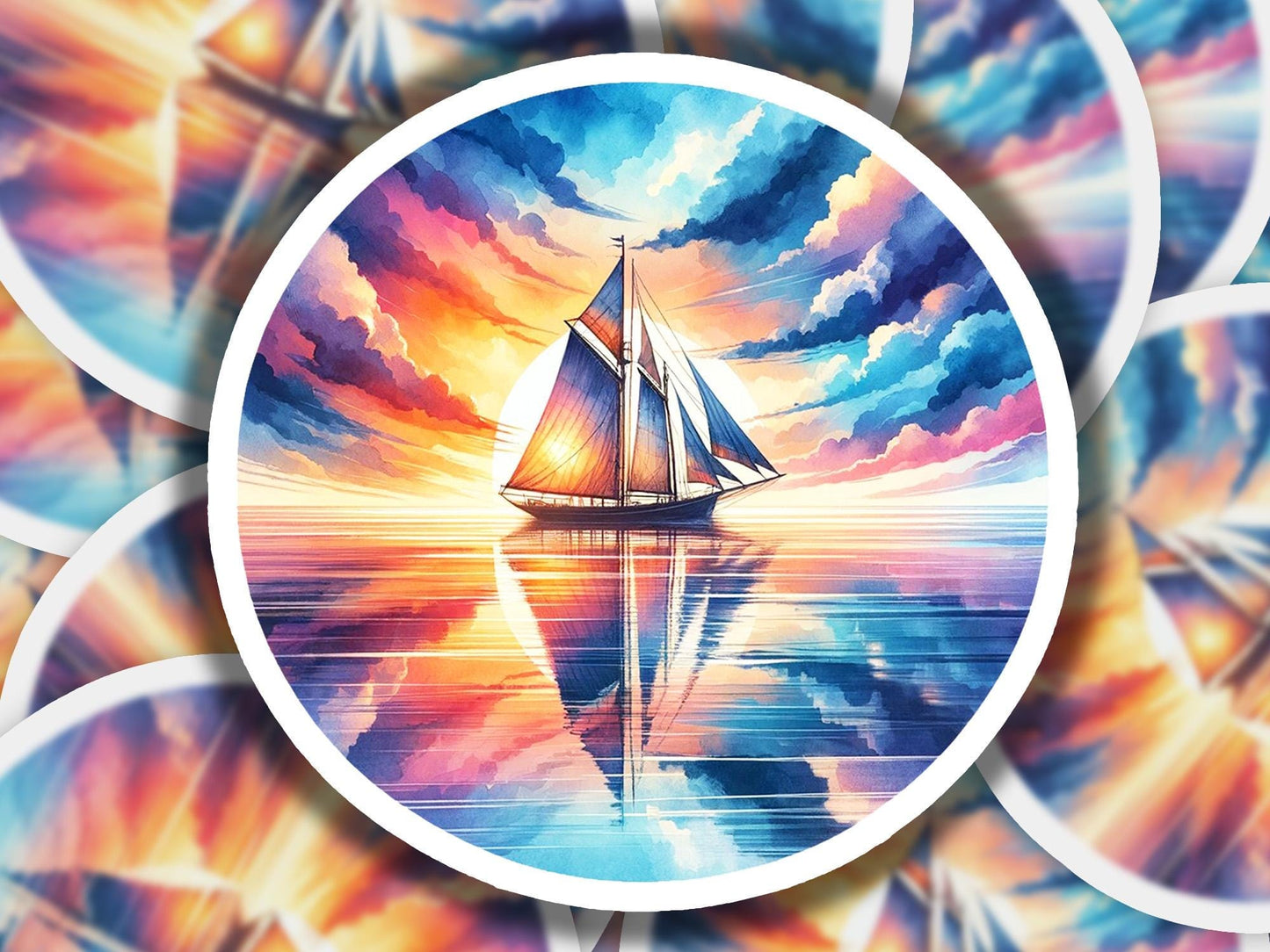 a painting of a sailboat on a body of water