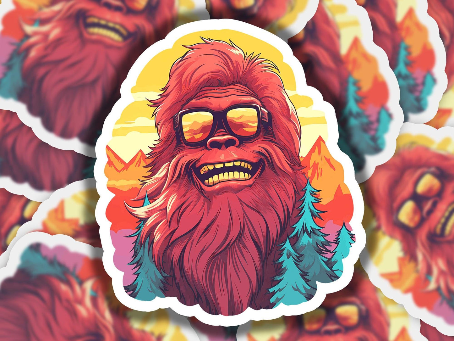 a sticker of a hipster with a beard and sunglasses