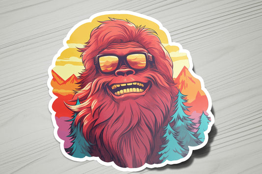 a sticker of a hipster with a beard and sunglasses