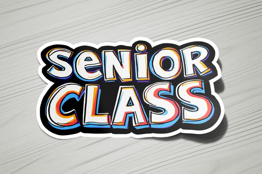 a sticker that says senior class on it