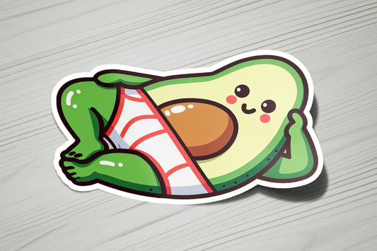 a sticker with an avocado and a slice of pizza
