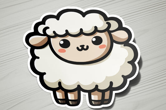 a sticker of a sheep on a table
