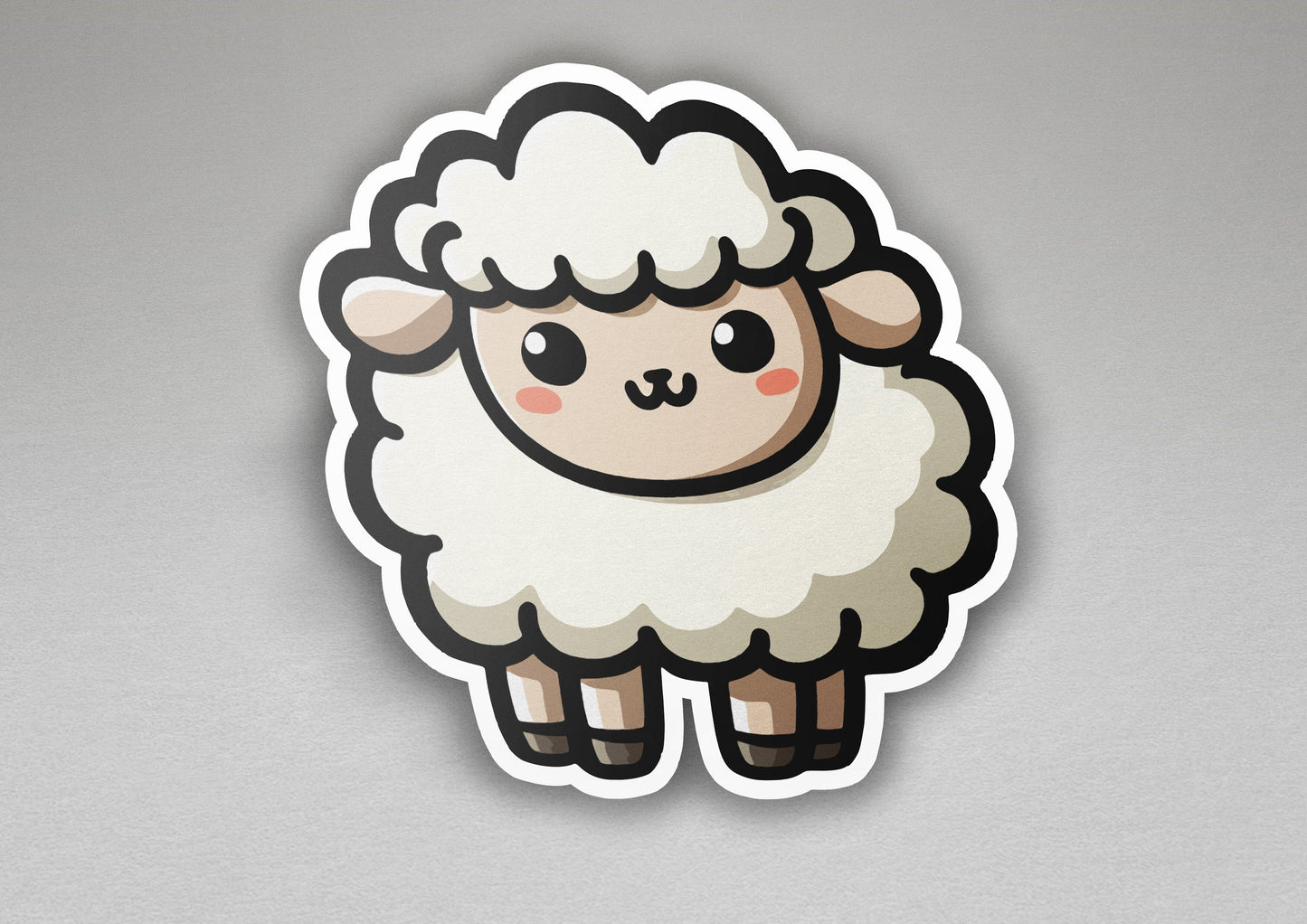 a sticker of a sheep on a gray background