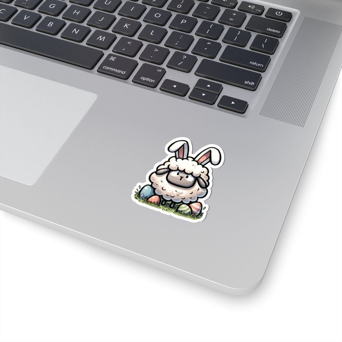 Sheep with Bunny Ears Easter Vinyl Sticker | Dishwasher Safe & Durable | Custom Sizes | Fast Shipping | Made in USA Fiesta Doodle waterproof vinyl sticker. dishwasher safe outdoor sticker.