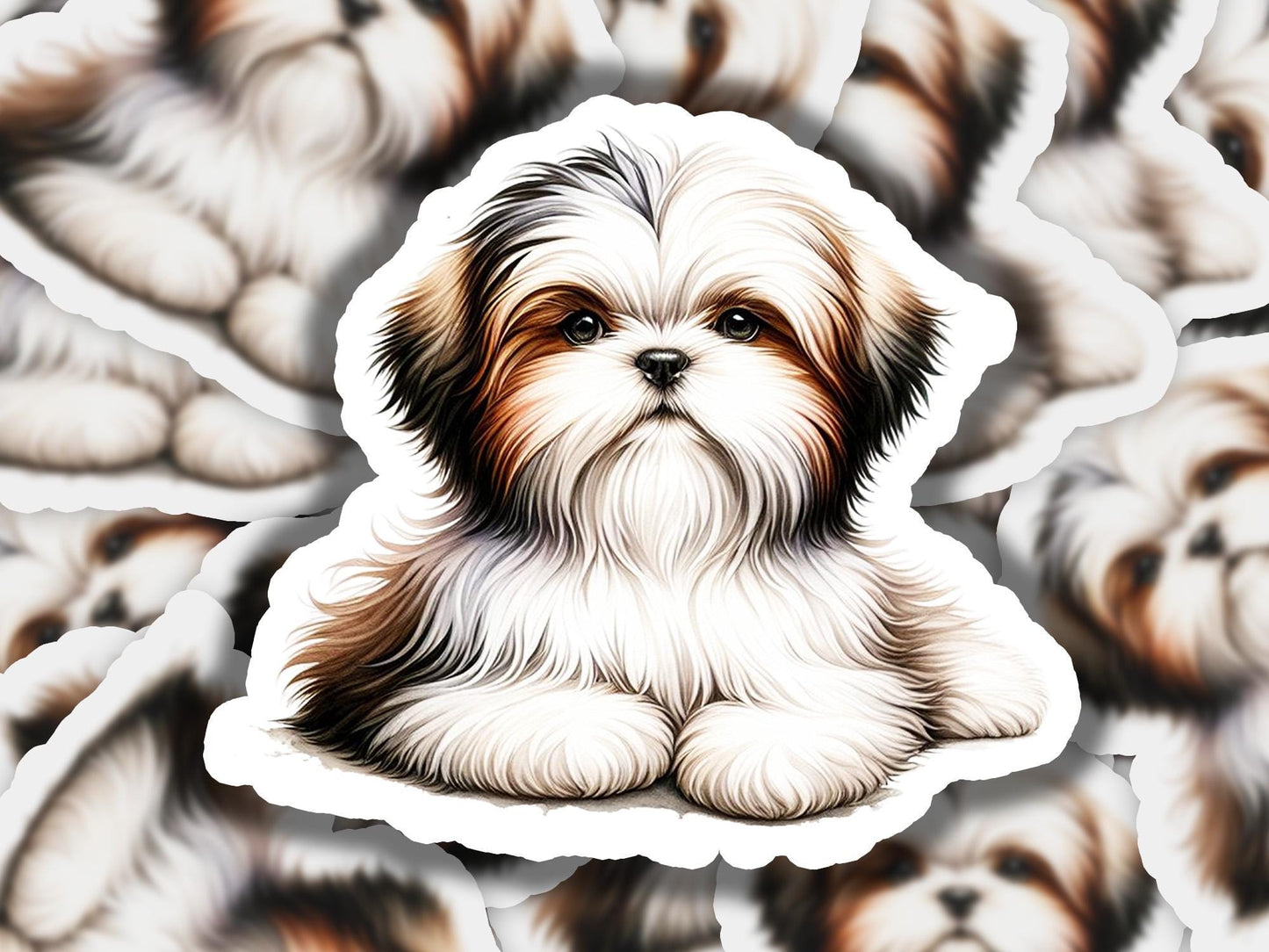 a close up of a sticker of a dog