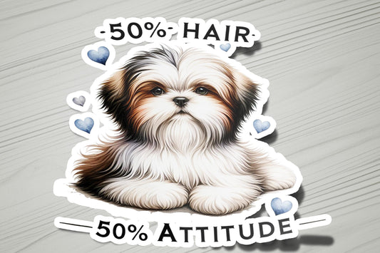 a sticker of a dog sitting on top of a table