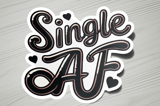 a sticker with the words single af on it
