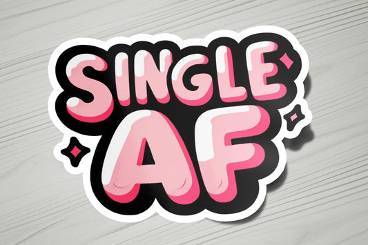 a sticker with the words single af on it