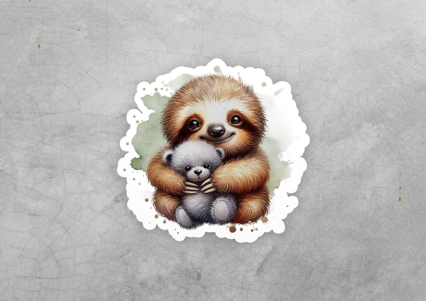 a sticker of a slotty bear holding a baby bear