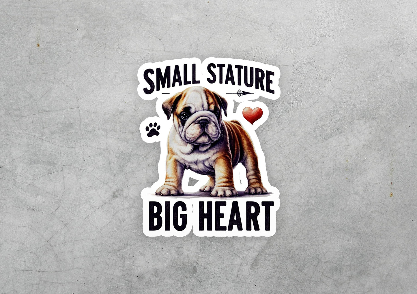 a sticker of a dog with a heart on it