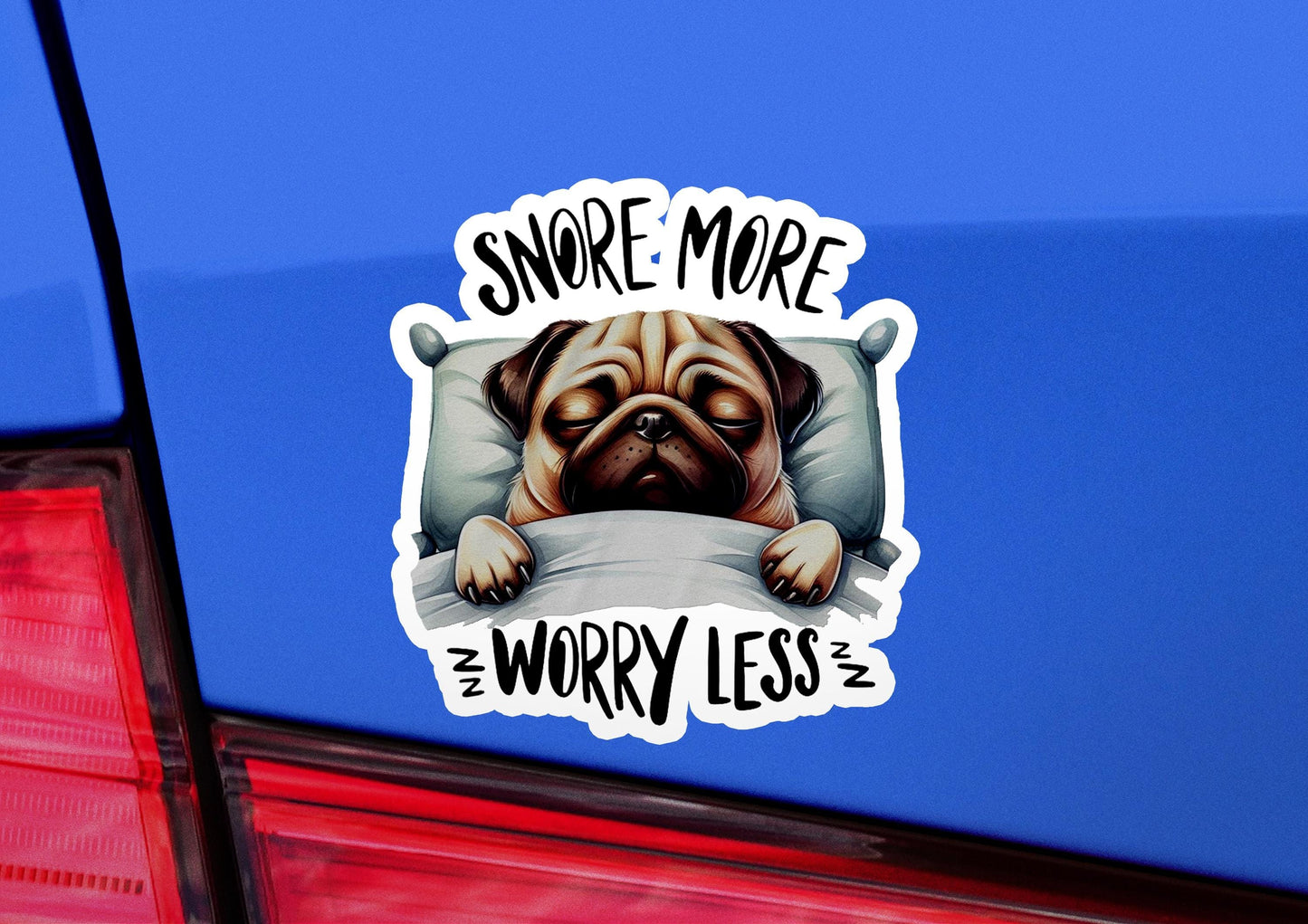 a sticker on the back of a car that says smoke more worry less