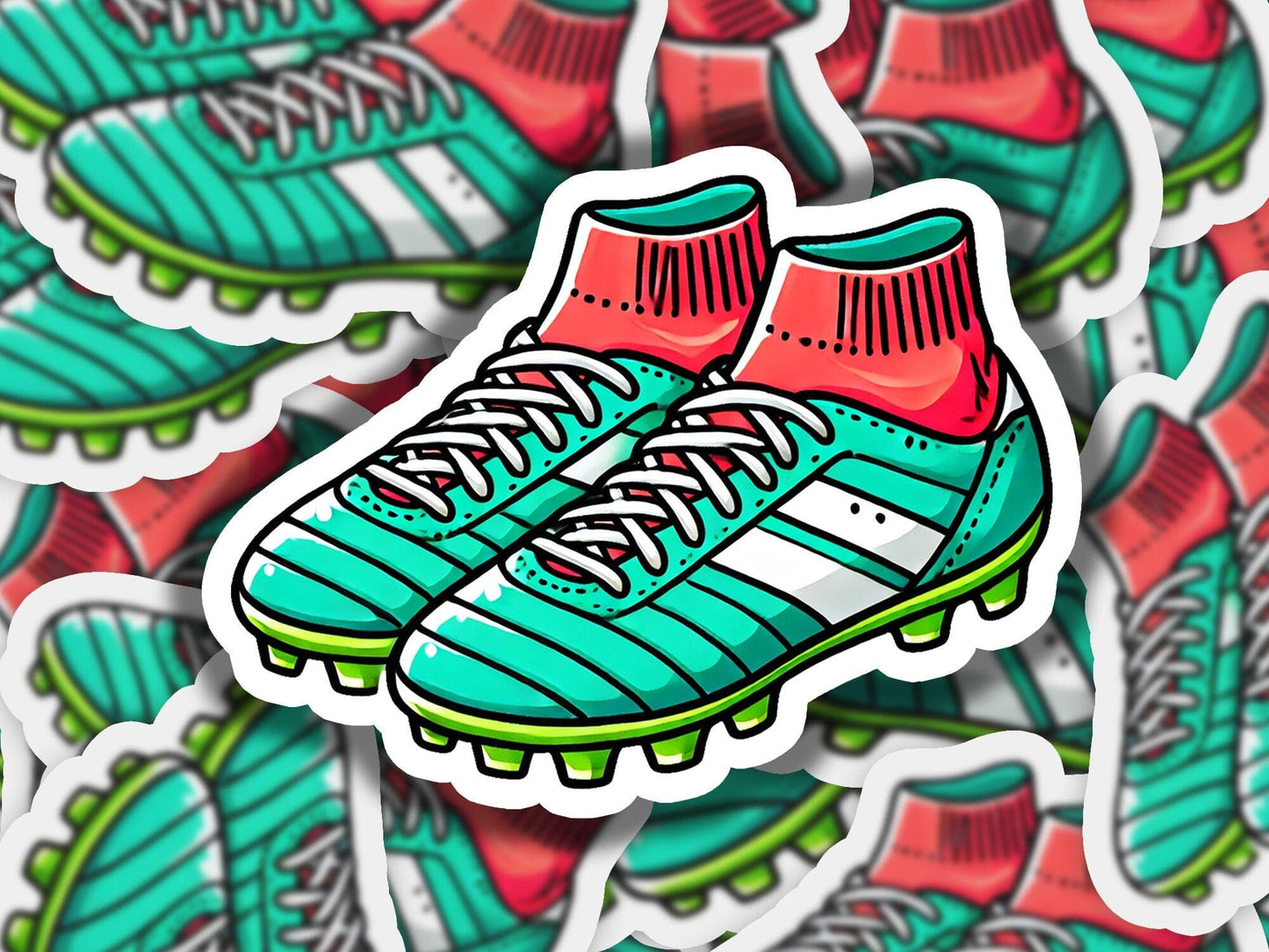 a sticker of a pair of shoes on a colorful background