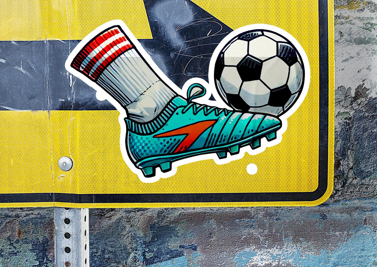 a sticker of a soccer shoe and a soccer ball