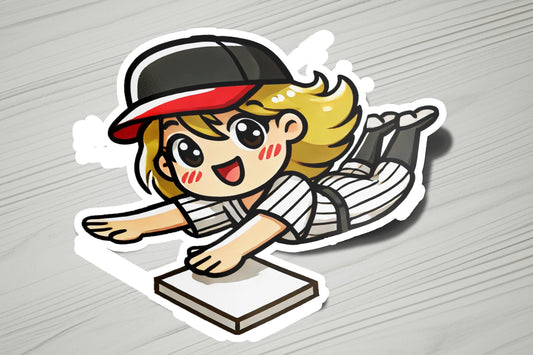 a sticker of a girl on a skateboard